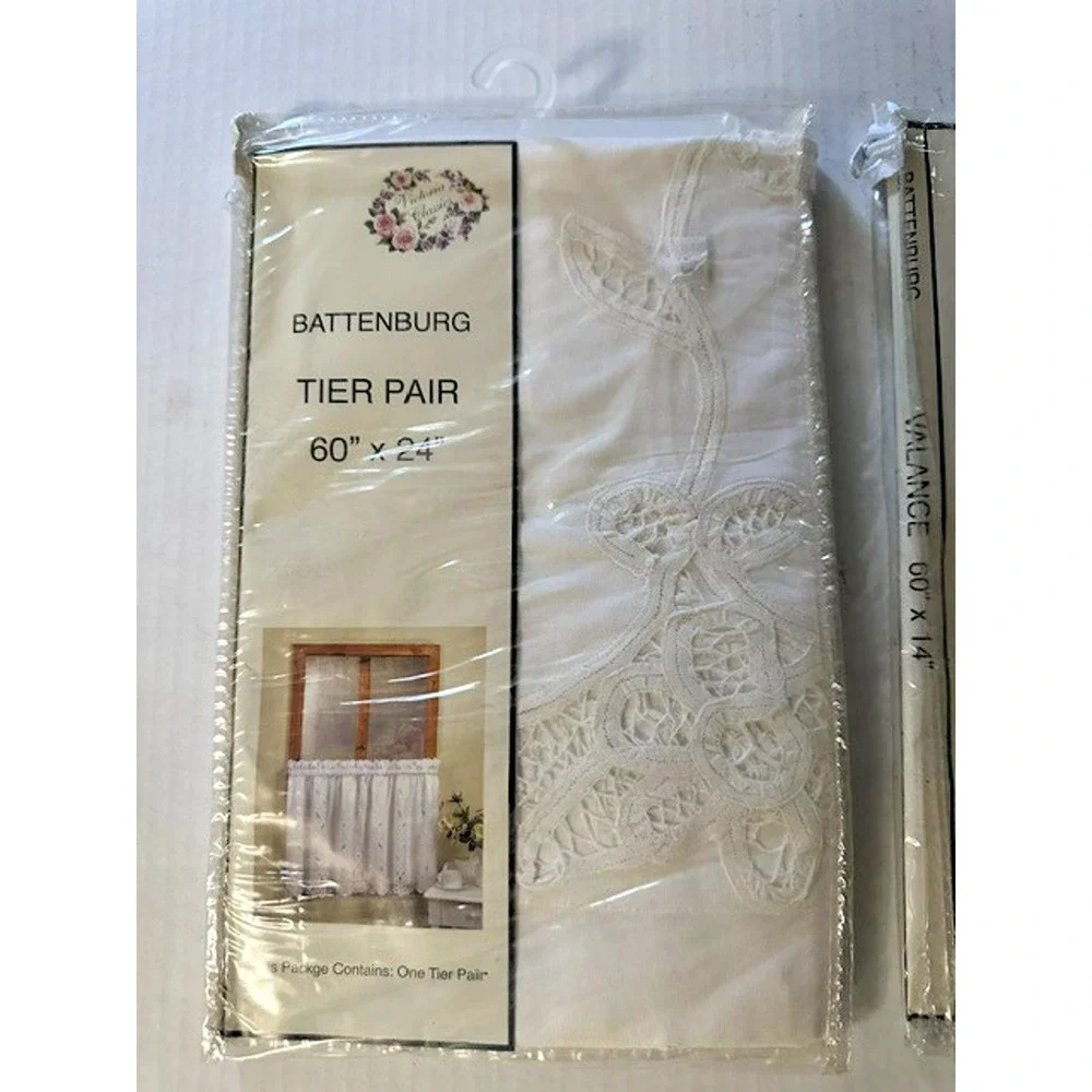 Battenburg Tier Pair 60x24 and Valance 60x14 New White